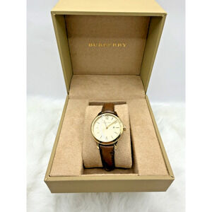 Burberry BU10101 The Classic Tan Gold Tone Steel 32 mm Women's Watch W/Box